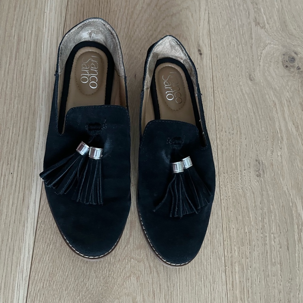 Franco Sarto black suede loafers